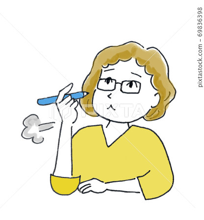 A middle-aged woman who is worried sighs A middle-aged woman who is worried sighs 69836398