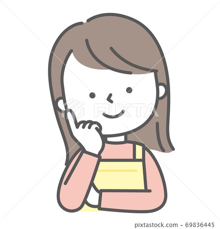 A woman in an apron to think A woman in an apron to think 69836445