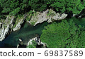 In search of Omogo River deep blue fresh green (4K aerial cutout), Omogo Blue 69837589