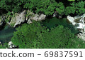 In search of Omogo River deep blue fresh green (4K aerial cutout), Omogo Blue 69837591