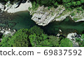 In search of Omogo River deep blue fresh green (4K aerial cutout), Omogo Blue 69837592