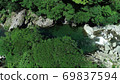 In search of Omogo River deep blue fresh green (4K aerial cutout), Omogo Blue 69837594