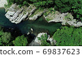 In search of Omogo River deep blue fresh green (4K aerial cutout), Omogo Blue 69837623