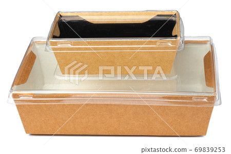 Craft package food box with transparent cover on white background 69839253