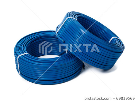 coils of blue cable isolated on white background 69839569