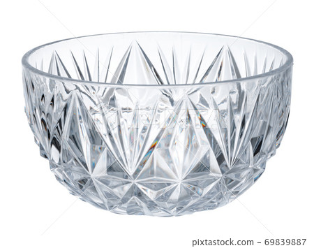 Stylish glass bowl dishware isolated on white Stylish glass bowl dishware isolated on white 69839887