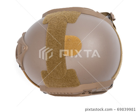 Camouflage military helmet isolated on white background 69839981