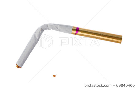Damaged unlit cigarette isolated on white background 69840400
