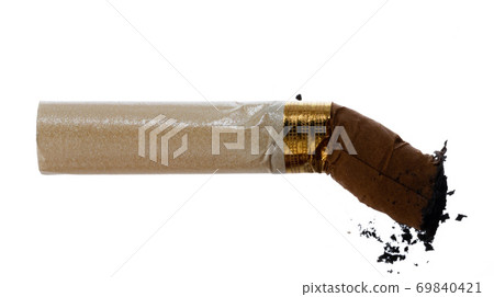 Extinguished cigarette butt isolated on white background 69840421