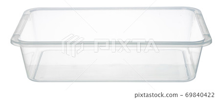 Clear plastic transparent tray isolated on white 69840422