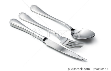 Spoon, knife and fork isolated on white background Spoon, knife and fork isolated on white background 69840435