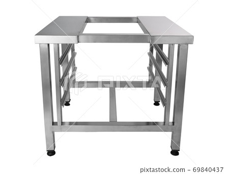 Metal industrial kitchen table for food preparation isolated on white 69840437