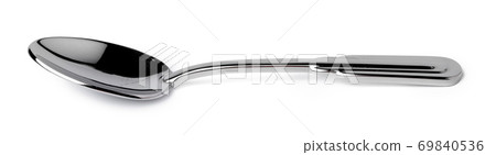 Metal steel spoon isolated on white background 69840536