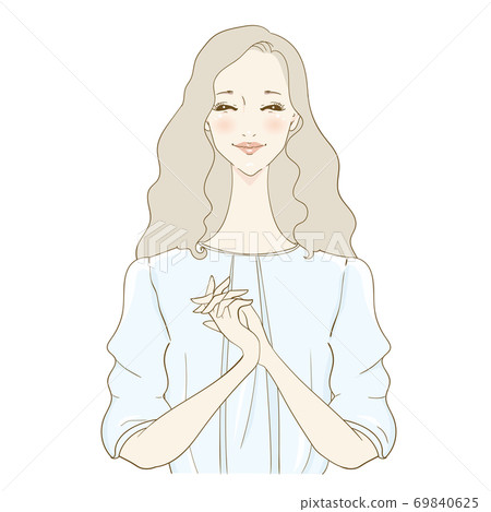 微笑女人波浪頭髮 微笑女人波浪頭髮 69840625