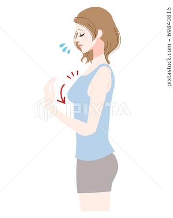 A woman suffering from leaning chest A woman suffering from leaning chest 69840816