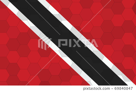 Trinidad and Tobago flag illustration. Futuristic Trinidadian and Tobagonian flag graphic with abstract hexagon background vector. Trinidad and Tobago national flag symbolizes independence. 69840847