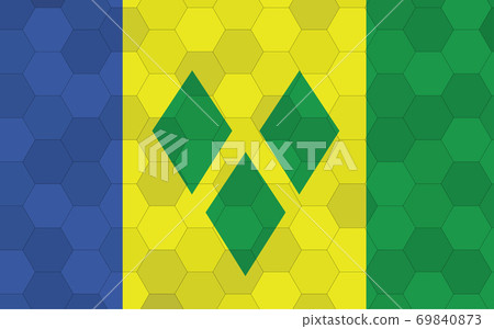 Saint Vincent and the Grenadines flag illustration. Futuristic Vincentian flag graphic with abstract hexagon background vector. Saint Vincent and the Grenadines national flag symbolizes independence. Saint Vincent and the Grenadines flag illustration. Futuristic Vincentian flag graphic with abstract hexagon background vector. Saint Vincent and the Grenadines national flag symbolizes independence. 69840873