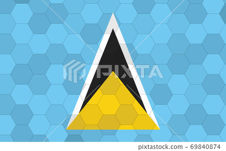 Saint Lucia flag illustration. Futuristic Saint Lucian flag graphic with abstract hexagon background vector. Saint Lucia national flag symbolizes independence. 69840874