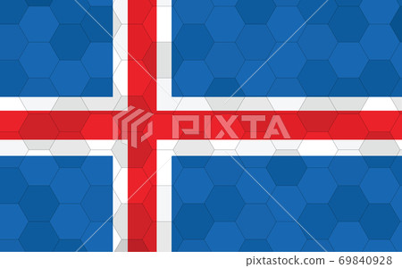 Iceland flag illustration. Futuristic Icelander flag graphic with abstract hexagon background vector. Iceland national flag symbolizes independence. Iceland flag illustration. Futuristic Icelander flag graphic with abstract hexagon background vector. Iceland national flag symbolizes independence. 69840928