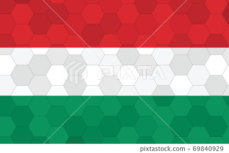 Hungary flag illustration. Futuristic Hungarian flag graphic with abstract hexagon background vector. Hungary national flag symbolizes independence. Hungary flag illustration. Futuristic Hungarian flag graphic with abstract hexagon background vector. Hungary national flag symbolizes independence. 69840929