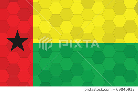 Guinea Bissau flag illustration. Futuristic Guinean flag graphic with abstract hexagon background vector. Guinea Bissau national flag symbolizes independence. Guinea Bissau flag illustration. Futuristic Guinean flag graphic with abstract hexagon background vector. Guinea Bissau national flag symbolizes independence. 69840932