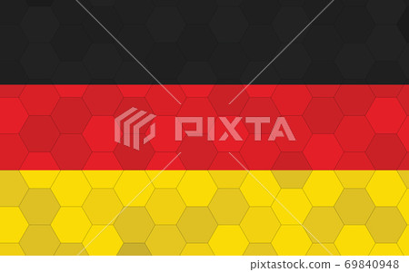 Germany flag illustration. Futuristic German flag graphic with abstract hexagon background vector. Germany national flag symbolizes independence. Germany flag illustration. Futuristic German flag graphic with abstract hexagon background vector. Germany national flag symbolizes independence. 69840948