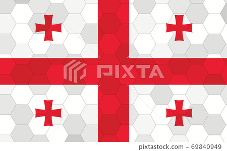 Georgia flag illustration. Futuristic Georgian flag graphic with abstract hexagon background vector. Georgia national flag symbolizes independence. Georgia flag illustration. Futuristic Georgian flag graphic with abstract hexagon background vector. Georgia national flag symbolizes independence. 69840949
