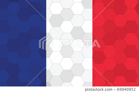 France flag illustration. Futuristic French flag graphic with abstract hexagon background vector. France national flag symbolizes independence. France flag illustration. Futuristic French flag graphic with abstract hexagon background vector. France national flag symbolizes independence. 69840952