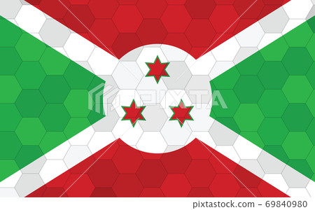 Burundi flag illustration. Futuristic Burundian flag graphic with abstract hexagon background vector. Burundi national flag symbolizes independence. Burundi flag illustration. Futuristic Burundian flag graphic with abstract hexagon background vector. Burundi national flag symbolizes independence. 69840980