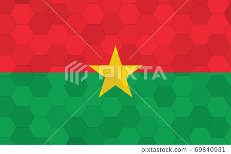 Burkina Faso flag illustration. Futuristic Burkinabe flag graphic with abstract hexagon background vector. Burkina Faso national flag symbolizes independence. Burkina Faso flag illustration. Futuristic Burkinabe flag graphic with abstract hexagon background vector. Burkina Faso national flag symbolizes independence. 69840981