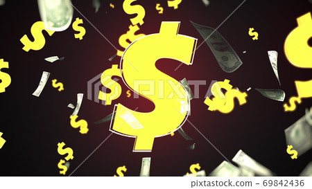 USA dollars symbols and many flying bills, computer generated. 3d rendering money background. Consept of business success USA dollars symbols and many flying bills, computer generated. 3d rendering money background. Consept of business success 69842436