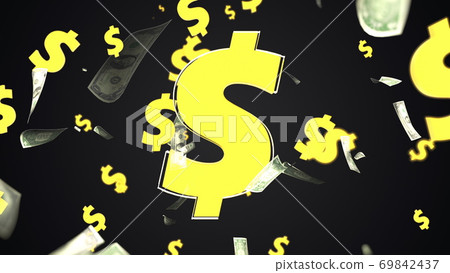USA dollars symbols and many flying bills, computer generated. 3d rendering money background. Consept of business success USA dollars symbols and many flying bills, computer generated. 3d rendering money background. Consept of business success 69842437