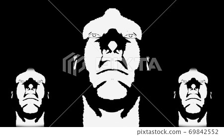 Dance of three cartoon white head, 3d rendering. Computer generated futuristic background. 69842552