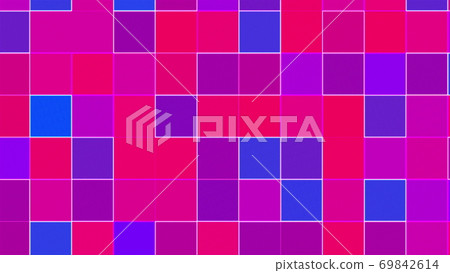 Colored mosaic background, computer generated. Surface of multi-colored blocks. 3d rendering of geometric style 69842614