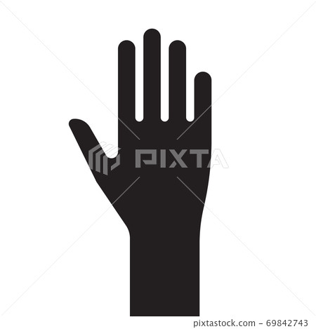 Sign male hand black and white silhouette. Vector illustration 69842743