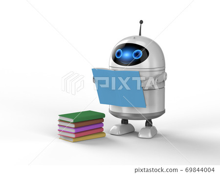 cyborg with stack of books 69844004