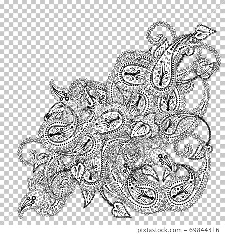 Paisley pattern with frame - Stock Illustration [69844316] - PIXTA