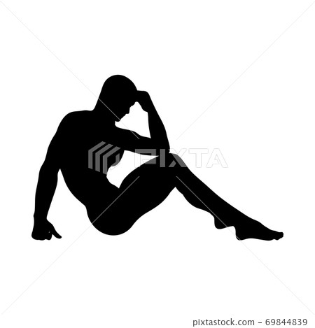 Sitting Pose Man Silhouette Sitting Pose Man Silhouette 69844839