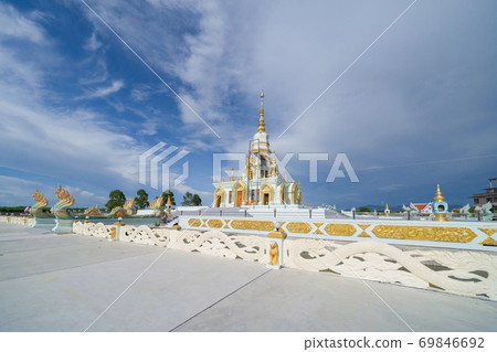 Wat Saen Suk temple in Sri Racha Province, Chonburi City, Thailand. Famous Thai tourist attraction in travel concept. Thai architecture. 69846692