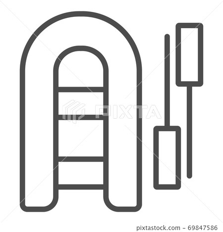Inflatable Raft Outline Inflatable boat outline vector icon. Thin line... - Stock Illustration ...