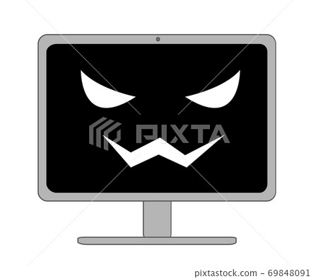 Black screen desktop computer with a scary laugh - Stock Illustration ...