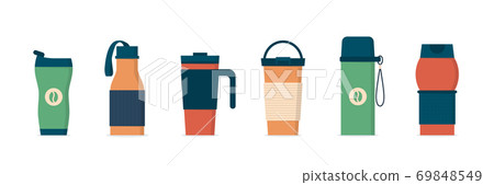 Tumblers with cover, travel thermo mugs, reusable cups for hot drinks Tumblers with cover, travel thermo mugs, reusable cups for hot drinks 69848549