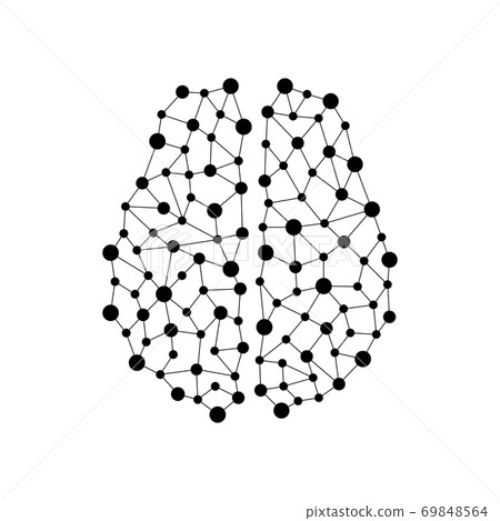 Human brain from nodes and connections as a symbol of thinking. Neural network. 69848564