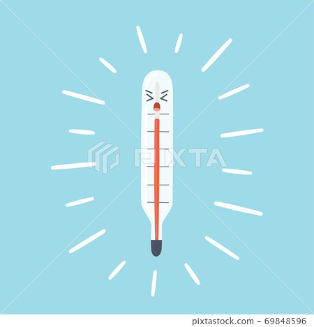 Thermometer with high temperature icon flat style Vector Image