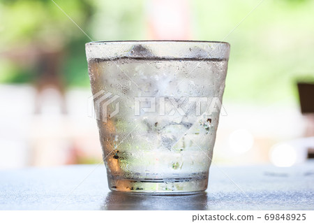 冰水倒入玻璃杯 冰水倒入玻璃杯 69848925