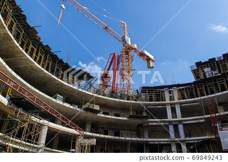 Crane and building construction site 69849243