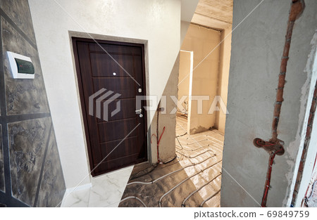 Comparison of apartment before and after restoration. Comparison of apartment before and after restoration. 69849759