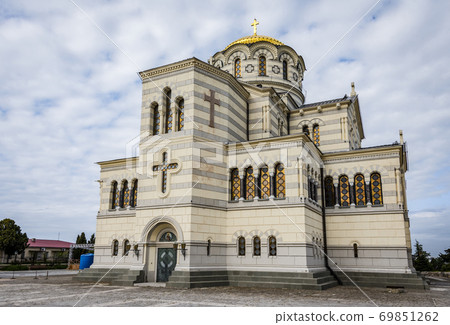 View of St. Vladimir Cathedral in Chersonesos in Crimea, Russia built in 1861 View of St. Vladimir Cathedral in Chersonesos in Crimea, Russia built in 1861 69851262