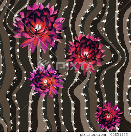 Floral seamless pattern with cactus flower texture 69851355