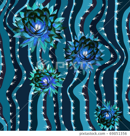Floral seamless pattern with cactus flower texture - Stock Illustration ...